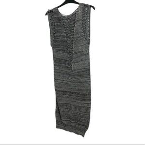 IRO Paris Grey Yarn plunging V neck sleeveless bodycon knit mini dress size  2
